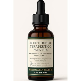 Aceite Premium para Pies 30ml – Árbol de Té, Orégano, Romero, Menta y Cedro – Frescura Natural · Mal Olor · Pesadez – Refrescante y Relajante – Linea Bye Hongos de Herbolaria Selecta – 100% Natural, Sin Parabenos.
