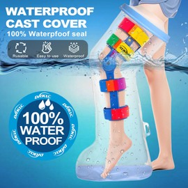 DRKLC Cast Covers for Shower Leg with Upgraded Non Slip Bottom, 100% Waterproof Cast Cover for Showering, Cast Protector for Shower Leg Adult, Shower Boots for Foot after Surgery, Ankle, Foot