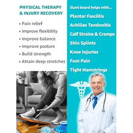 BAM 5in1 TherapyFlex Pro Slant Board for Calf Stretching Physical Therapy Injury Recovery & Fitness | Professional & Adjustable Slant Board for Plantar Fasciitis Relief & Squats, Calf Stretcher Board