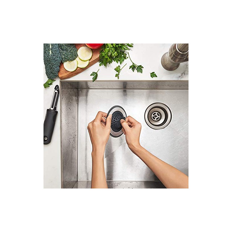 OXO 13259500 Coladera/Tapón Tarja Acero/Silicón, 18 cm