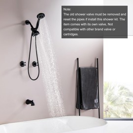 BEIYI 2 Handle Shower Faucet Set with Tub Spout Matte Black Two Handle Tub and Shower Faucets Set Complete 2 Knod Tub and Shower Trim Kit
