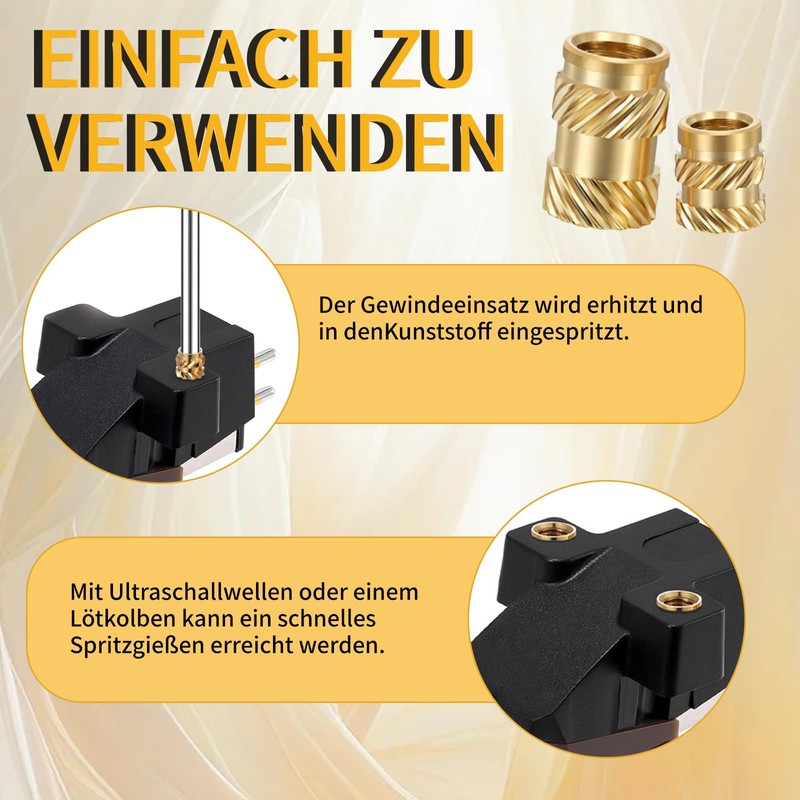 120 Stück Gewindeeinsatz M3 M6, Einschmelzgewinde Einpressmuttern, Ruthex m3-Druck, Gewindeeinsätze