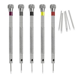 ThgivingStore Micro Watch Screwdriver Set, 5 Pcs Flathead Screwdriver 0.8-1.6mm with 5 Extra Replace Blades, for Watch Repair, 5pcs ThgivingStore 0