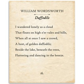 William Wordsworth - I Wandered Lonely-Daffodils - 11x14 Unframed Typography Book Page Print - Great Decor and Gift for Romantic Poetry Fans Under $15