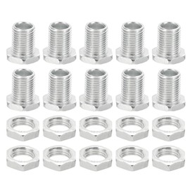 PATIKIL M10 x 15 mm Lamp Pipe Nipple with Nuts Set, 10 Pieces Fine Thread Hollow Screw Assortment Hex Head Screw Through Hole Bolts Chandelier Fasteners