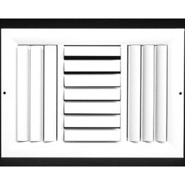 14"w X 8"h 3-Way Aluminum Curved Blade Adjustable Air Supply HVAC Diffuser - Full Control Vertical/Horizontal Airflow Direction - [Outer Dimensions: 15.65"w X 9.65"h]