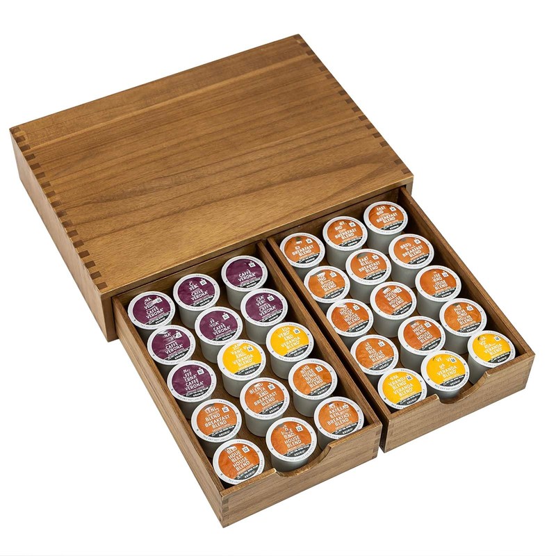 Wooden K Cup Organizer Coffee Pod Storage Box, Coffee Pods