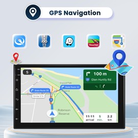 Hikity Android 13 Double Din Car Stereo, 7 Inch Touch Screen Android Radio with GPS Navigation Backup Camera, Support WiFi Bluetooth Mirror Link EQ FM Split Screen, Dual USB, Black