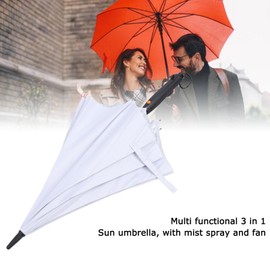 Blocking Umbrella with Fan and Mist Spray, 3 in 1 8 Ribs Portable Sun Rain Umbrella Cooling Umbrella with Cooling Fan for Hot Summer, Beach, Sports, Walking
