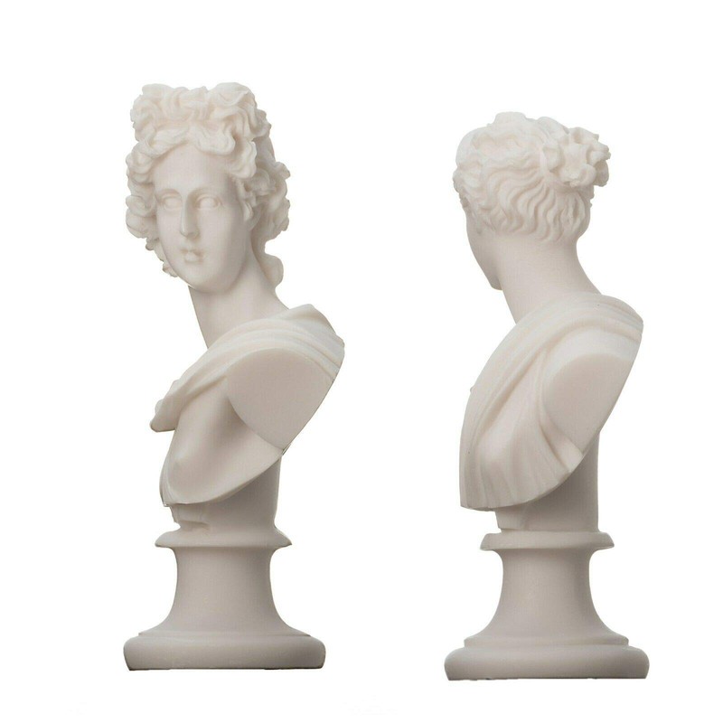 Artemis Diana and Apollo Bust Greek Statues Figurine Gods Alabaster