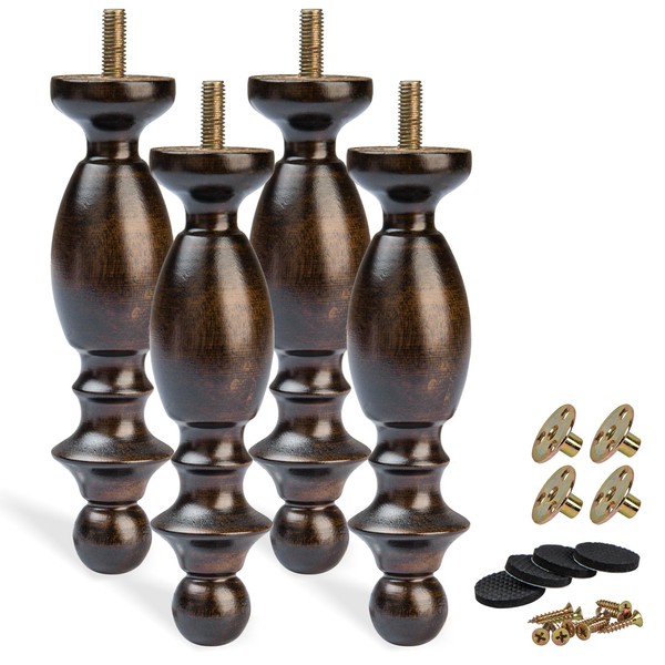 TCHOSUZ 6 inch / 16cm Wooden Furniture Legs, Pack of