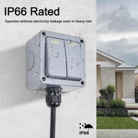 Outdoor Light Switch IP66 Weatherproof, USUPERINK 2 Gang 2 Way SPDT Outdoor Switch, 10A 110-250V, 1PK Outdoor Switch & 3PC M20x1.5 Black Cable Joints Set(1SET)