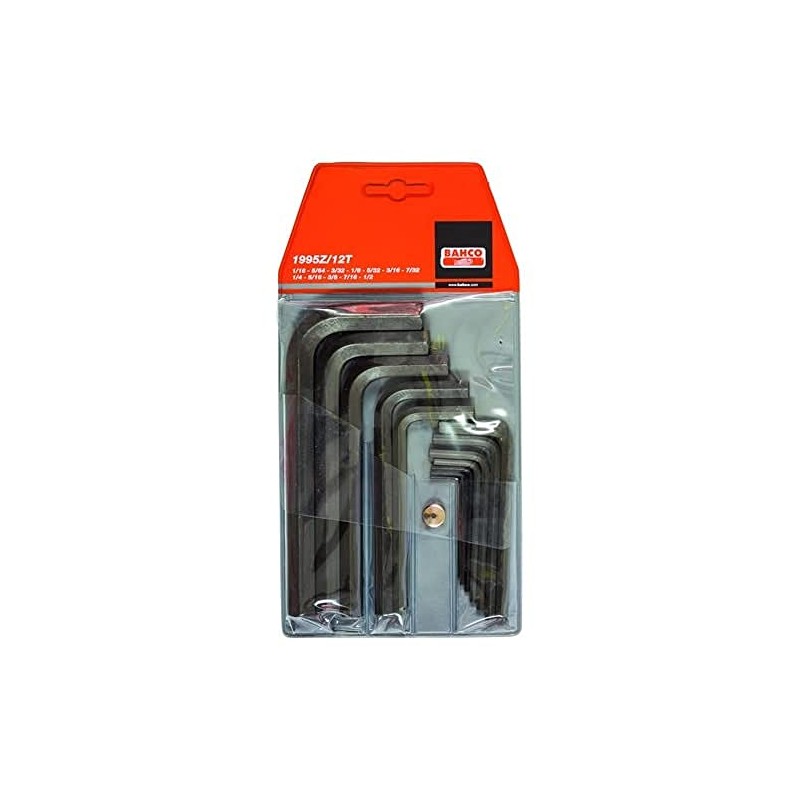 Bahco 1995Z/12T Hexagon Offset Screwdriver Set Imperial Sizes, Black, Set