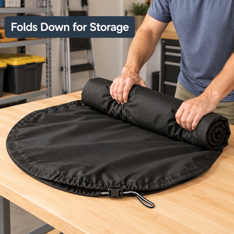 Round Above Ground Pool Cover, Heavy Duty Black All-Weather Protective