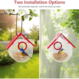2 Pack Hummingbird House,Window View Acrylic Bird Feeder with Strong Suction Cup and Lanyard for Outside - See Through Upgraded Birdhouse Outdoors,Gardening Gifts Home Decoration