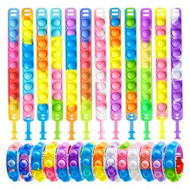 AGTOWM 24 Pulseras Fidget Pop Sensoriales - Juguetes para Fiestas, Premios de Aula, Sorpresas de Cumpleaños, Rellenos de Bolsas de Regalo, Juguetes Antiestrés para Niños y Niñas de Todas Las Edades