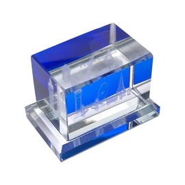 LILAJ 3D Laser Engraved Skyline Crystal Art Blue Tinted Glass Ornament Featuring Iconic London Landmarks Big Ben Tower Bridge London Eye & The Shard – Perfect Home Decor, Collectible British Souvenir