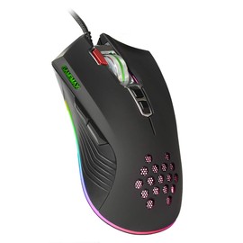 GameMax Razor RGB Gaming Mouse Wired, 8D Optical, 8 Buttons, 6400 DPI Adjustable, Customisable RGB Lighting, Ergonomically Designed, The Perfect Gaming Mouse For PC or Laptop | Black