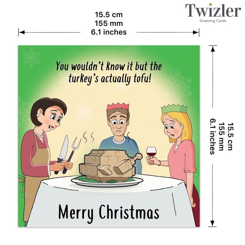 Twizler Funny Christmas Card Vegetarian Turkey - Merry Christmas Card