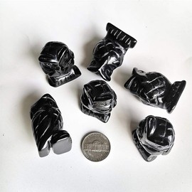 "N/A" 1 Pcs Natural Black Obsidian Crystals and Healing Stones, Pocket Carved Owl Figurines Collectibles 1.5 Inches Room Decor Gemstone