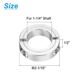 sourcing map 2Pcs Double Split Clamp-On Shaft Collar for 1-1/4" Shaft, Two-Piece Clamping Collar 2-1/16" OD, 1/2" Thickness, Aluminum Alloy Set Screw Split Collar Clamp