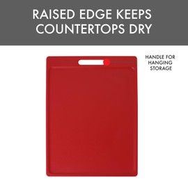 Dexas NSF Certified Polysafe Cutting Board with Handle, 11 x 14.5 Inches, Reversible Kitchen Cutting Board, Red