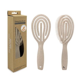 Checkzed Organic Detangling Hair Brush for Women, Men & Children - Does Not Pull on Hair - Hair Straightening Brushes for Straight, Curly & Wet Hair - Unique Spiral Hairbrush