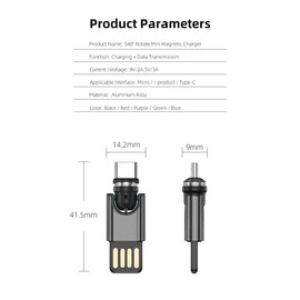 BoxWave Cable Compatible with Marshall Emberton II - MagnetoSync Mini Adapter, Magnet Charging Cable USB Type-C Micro USB - Jet Black