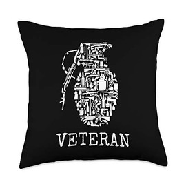 Military Veteran Gift Grenade With Military Weapons Veteran Throw Pillow