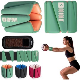 SPORTBRE Wrist Weights for Women - Pair of 1lb Platinum-Cured Silicone Wrist and Ankle Weights, Adjustable, Durable, Non-Slip Design, Ideal for Strength Training, Yoga, Running and Home Activities - Colour: Green