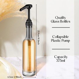 Baderke 8 Pack Glass Coffee Syrup Dispenser Bottles for Bar, 375ml Coffee Pump Dispenser, Glass Syrup Bottle with Pumps, Bar Accessories Clear Bottles(Black)