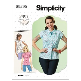 Simplicity Misses' Loose-Fitting Button Front Top Packet, Code 9295 Sewing Pattern, Sizes 6-14, White