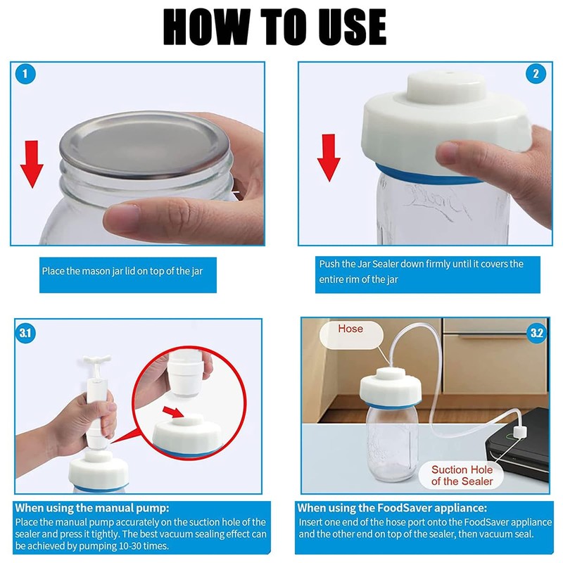 WANGCL Jar Vacuum Sealer Set Sealer Hand Pump with Hose