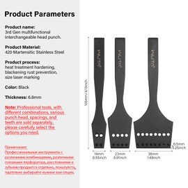 WUTA Leather Stitching Punch, 3nd Removable Round Hole Pricking Irons, Professional Working Hole Punch Tool Set for DIY Leather Craft（6mm- 2+6 Hole）