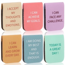 Faccito 6 Pieces Magnetic Leather Bookmark Inspirational Motivational Back to School Bookmark Encouraging Magnetic Page Clip for Affirmations for Book Lovers Positive Women Men School Office Supplies