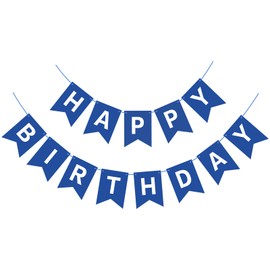 Waenerec Navy Blue Happy Birthday Banner Sign Happy Birthday Bunting Banner Garland for Men Boy Baby Kids 1st Birthday Tea Party Decorations Bunting Flag Birthday Party Supplies