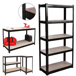 Autofather Shelving Unit for Garage and Sheds 5 Tier Metal Racking Shelf Unit Storage Shelves Unit Heavy Duty Strong Industrial Tall Large Black 90cm x 40cm x 180cm