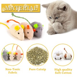 6 Pieces Cat Toy, Real Fur Toy Mouse, Fur Mouse Toy, Catnip Mouse for Cats Kitty