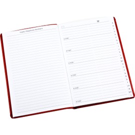 Esposti Large Address Book | 360 Spaces | Address Books with Alphabetical Index | Notes Section | Soft Padded Faux Leather Stitched Cover | Red | 131 x 196 mm