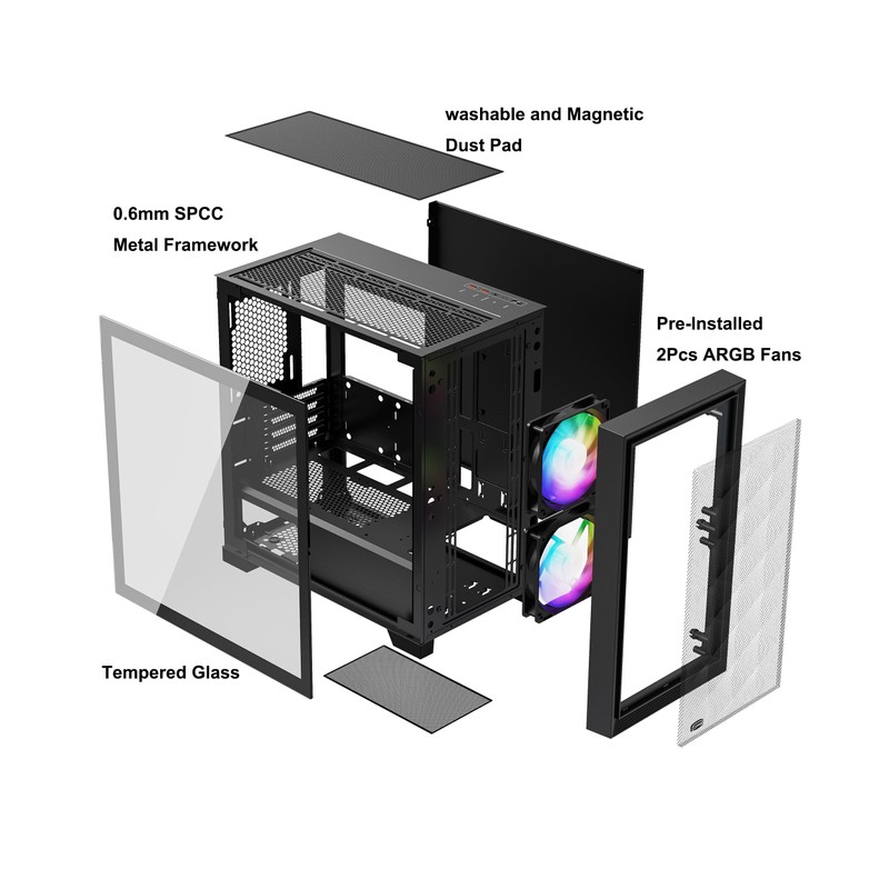 PCCOOLER CPS C3D310 Airflow M-ATX PC Case Mid Tower Desktop