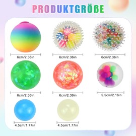 Stress Balls - Pack of 8 Anti-Stress Balls, Anti-Stress Toy for Adults Children, Squishy Ball & Squishy Ball for Autism, Stress Relief, Anti-Stress Ball for Relaxation, Fidget Anxiety, Tension Stress