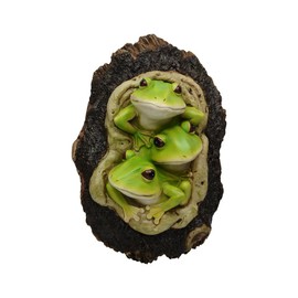 Comfy Hour 22,9 cm Tres ranas Gathering en árbol cavidad para colgar en la pared decoración de Pascua, opcionalmente con/sin gancho, piedra, figura de resina verde y café oscuro
