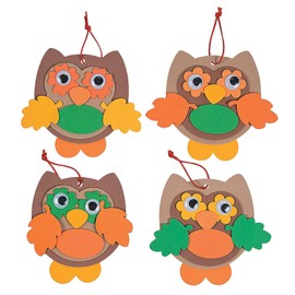 Fun Express Fall Owl Ornament Craft Kit - Makes 12 - Autumn Crafts for Kids