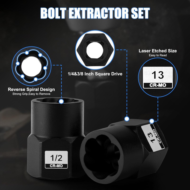 Mayouko Bolt Extractor Set, 34-Piece Bolt and Nut Remover Set,