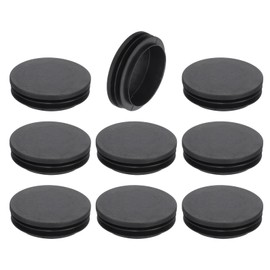 QUARKZMAN 9 Pieces Round Pipe Plugs, Black Lamellar Plugs, 63mm OD (2.48") Pipe Cover Made of High Quality Plastic, Protective Caps for Chair, Sofa, Table, Shelf