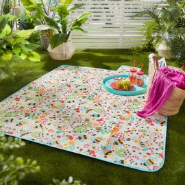 Fusion Buzzy Bee Picnic Blanket, 100% soft touch Polyester, Ochre, 135 x 150cm