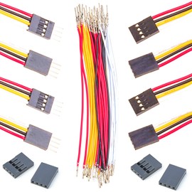 Kidisoii Dupont 2.54mm Wire Male to Female Dupont Connector and 22AWG Pre-Crimped Cable, Single Row 1/2/3/4/5/6/7/8/9/10P JST Connector with Length of 10/30/50/100cm Dupont Wire (5Pcs MF 4P-10CM)