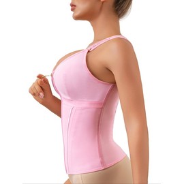 Women's Solid Color Shapewear  Top, Lady Tummy Control Shaper, Women's Shapewear for Daily Wear:_Apricot_XXXL
