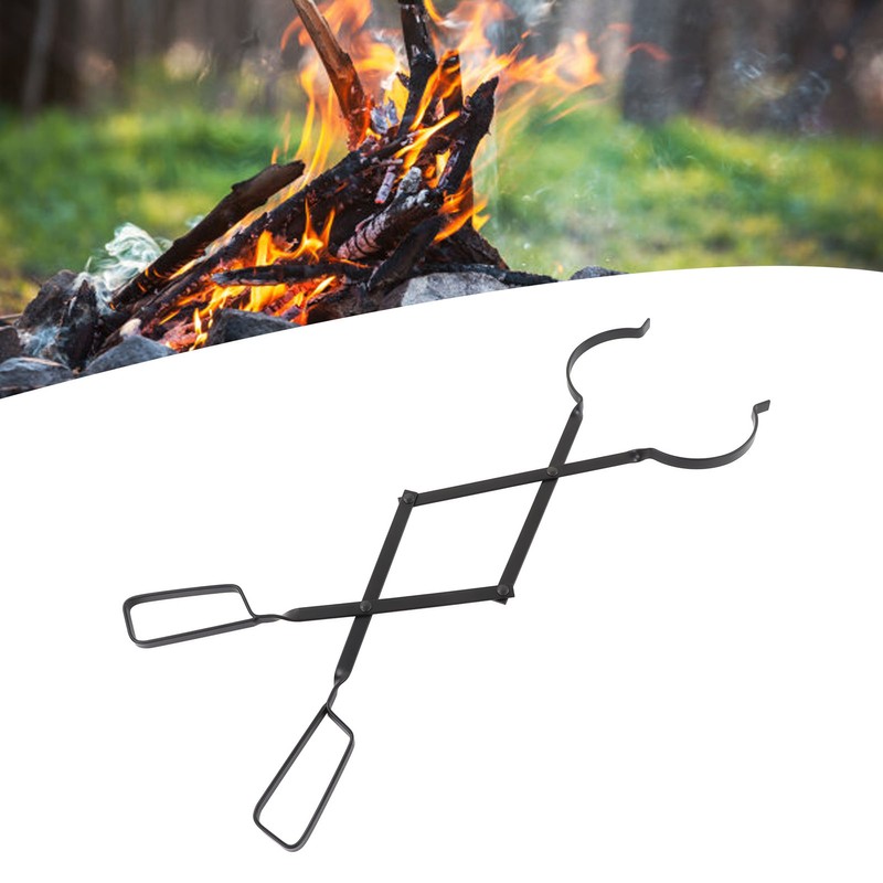 Fireplace Tong Iron Campfire Firewood Tong Log Grabber with Enlarging