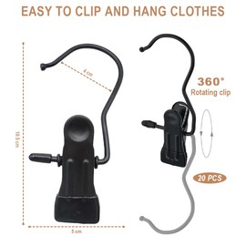 Duoleimi 20 Piece Clamp Hook Set - Clothes Pegs Towel Clips for Hanging Clothes Hanger Clips Towels Metal Towel Hanger Clip Boot Hanger Cabinet Portable